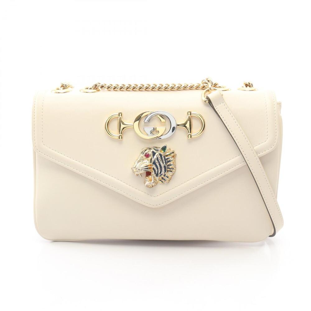 Gucci Raja Tiger Head Shoulder Bag Leather White